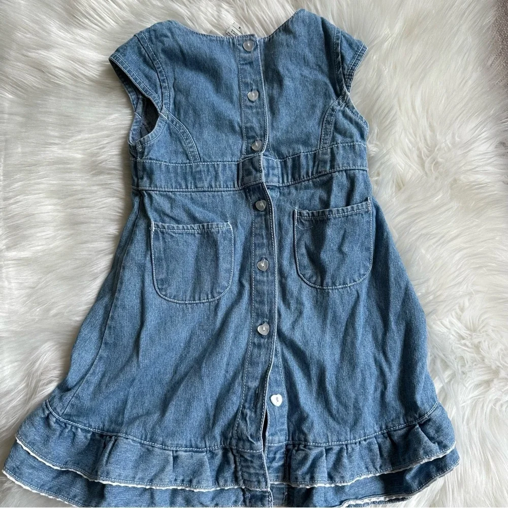 Vintage Osh Kosh Denim Embroidered Floral‎ Dress Size 4